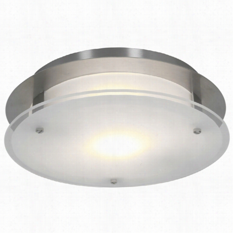 Contemporary Viion Round Brushed Steel Led 12-inch-w Ceiling Light