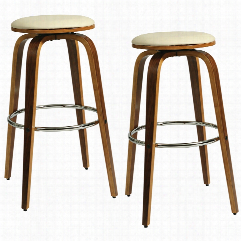 Contemprary Yohkoh Ivory Faux Leather 17 1/4-inch-w Set Of 2 Barstools