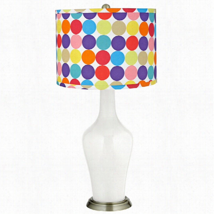 Transitional Color Plus Multi-color Circles Winter White Anya Table Lamp