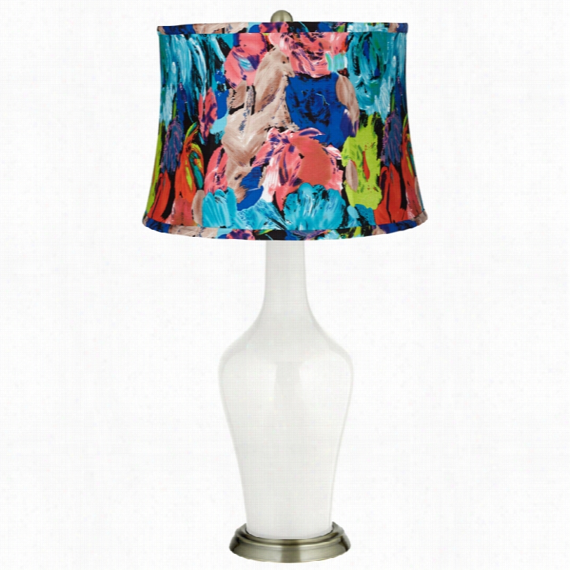 Transitional  Color Plus Technicolor Floral Winter White Anya Taable Lamp