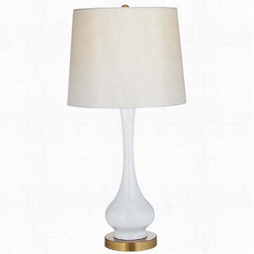Transitional Lula White And Brass Base 30-inch-h Table Lamp