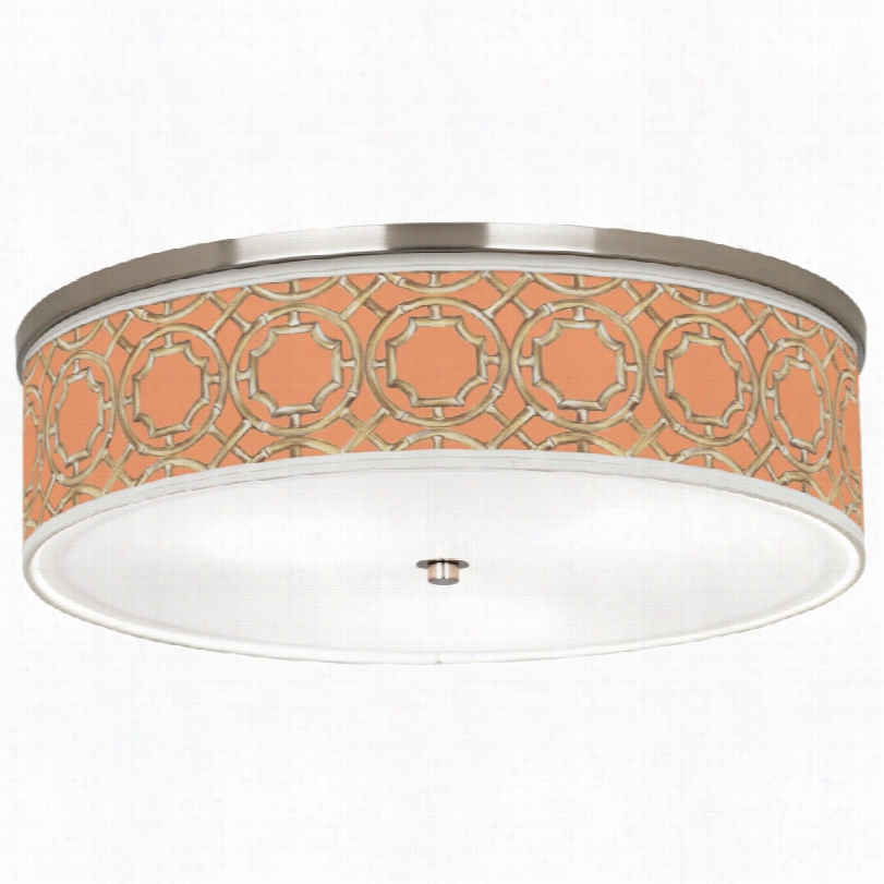 Transitional Peach Bamboo Trellis Nickel 2 01/4-inch-w Ceiling Light