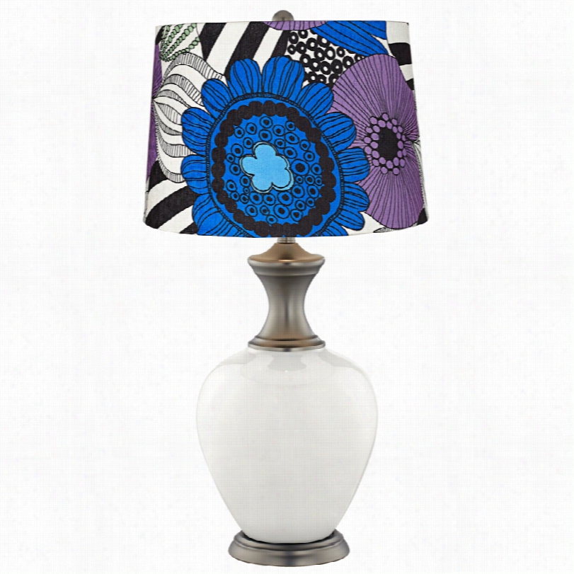 Transitional Pop Cunning Purple Floral Shade Winter Whits Alisoon Table Lamp