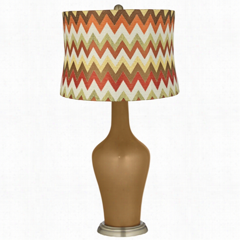 Trannsitional Red And Brown Chevron Light Bronze Metallic Anya Table Lanp