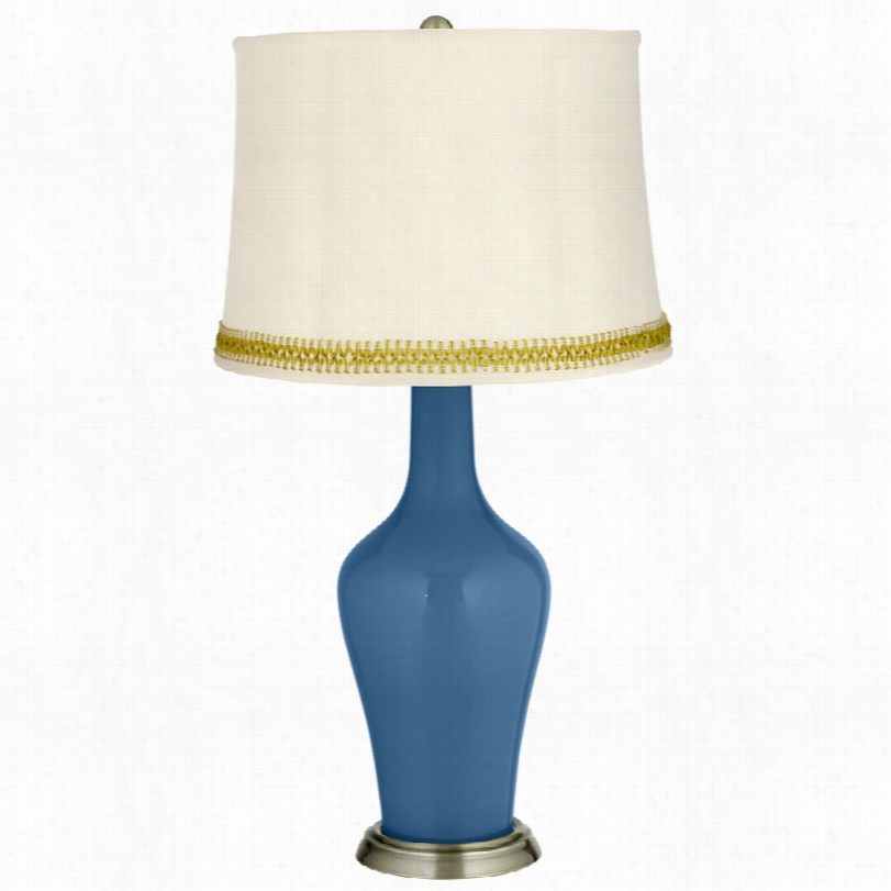 Transitional Regattab Lue Brss Abya Table Lamp With Ope Nweave Trim