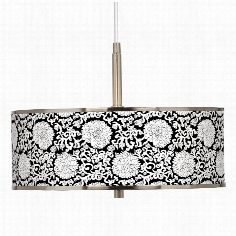 Transitional Seedling Blossom Brushed Steel Giclee Glow Pendant Light