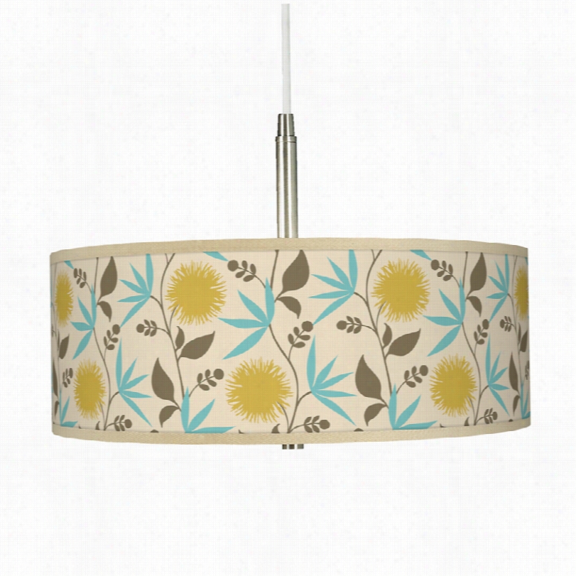 Transitionnal Seedling Dahlia Giclee Contemporary Pendant Chandelier