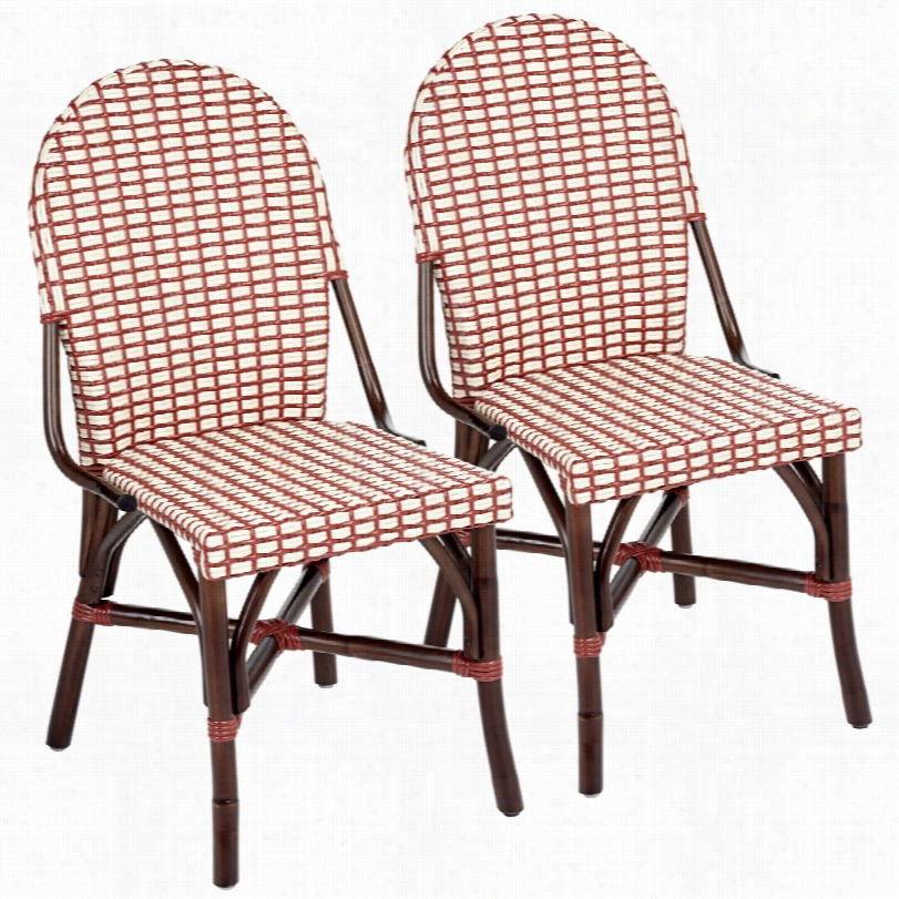 Transitional Set Of 2 Morrow Woven Rattan Dining Side Chair
