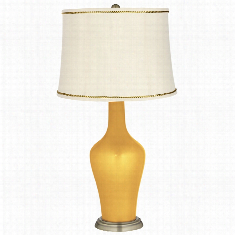 Transitional Sunshine Metallic And Presideent's Braid Trim Anya Lamp