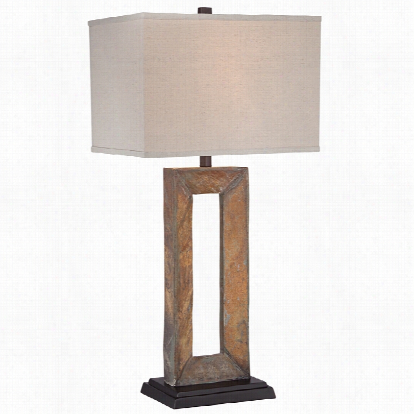 Transitional Taos Large Rectanngular Natural Slate 3 2-nch-h Table Lamp