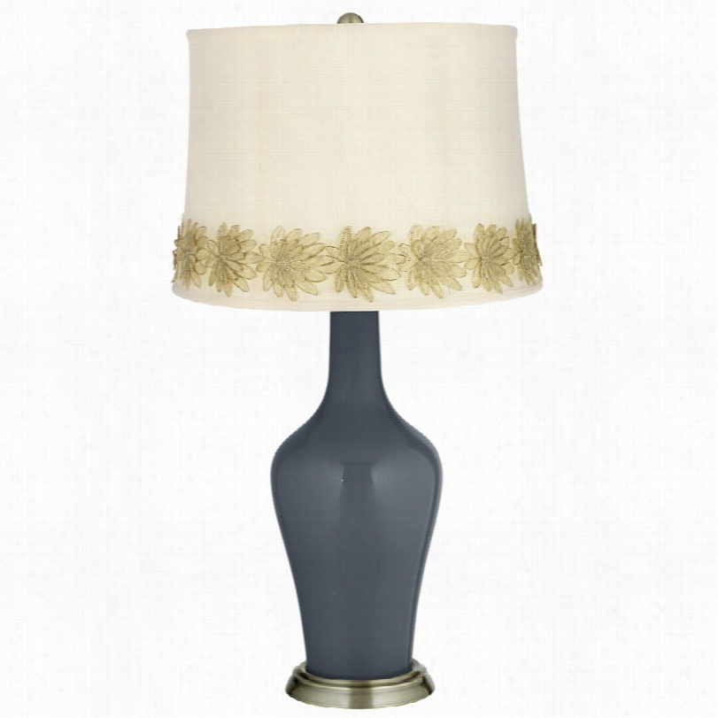 Transitional Turbulejce And Flower Applique Trim Anya Table Lamp