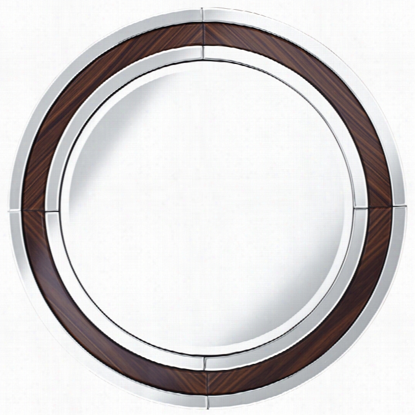Contemporary Aedlphi Wood Grain Round Wall Mirror-33 1/2x33 1/2