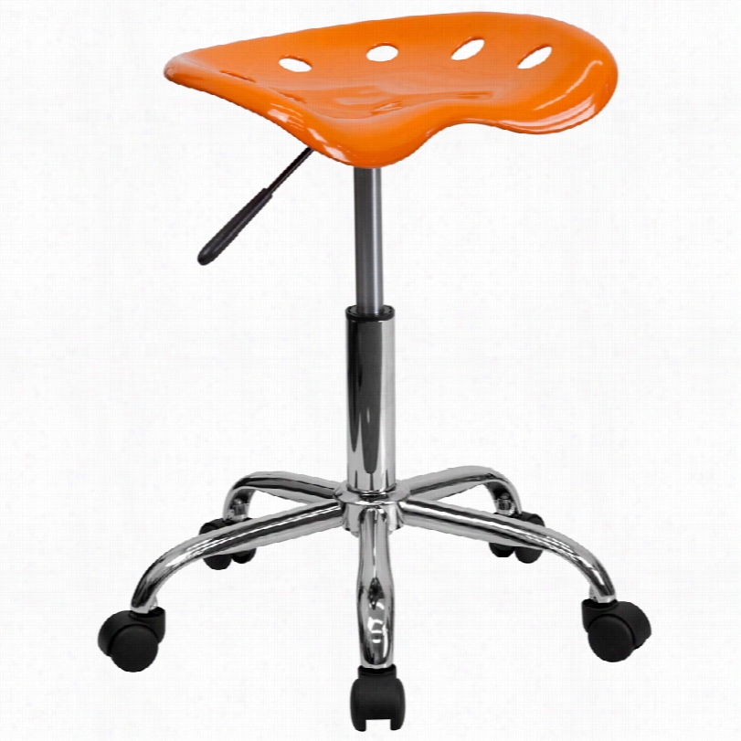 Contemmporary Dajustabe Tractor Vibrant Orange Contemporary Stool