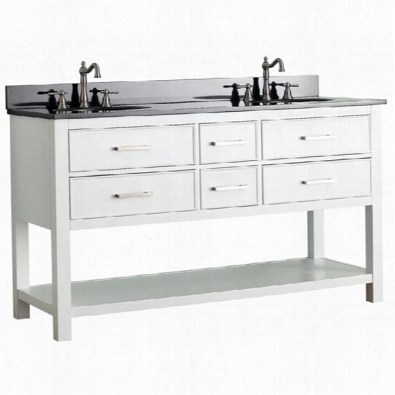 Contemporary Avanity Brooks Black  Top White Double Sink Bbathroom Vanity