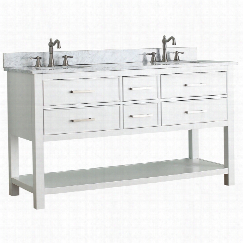 Contemporary Avanity Brooks White Top White Double Sink Vaity