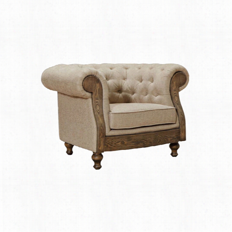 Contemporary  Barstowm Odern Tufted Sand And Oak Accent Chair