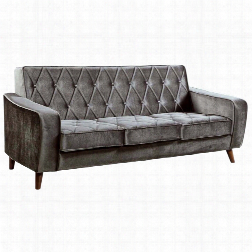 Contemporar Ybowery Petite Gray Veelvet Upho Lstered Sofa