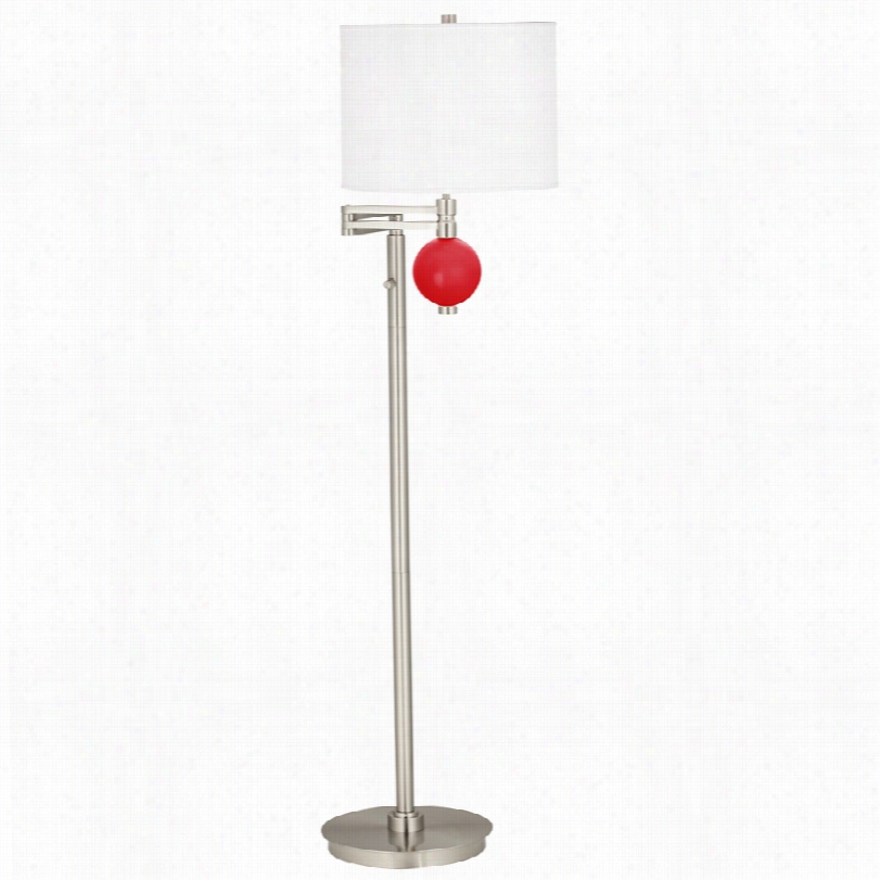 Contemporary Bright Red Niko 58-ihch-h Swing Arm Floor Lamp