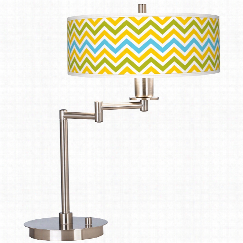 Cotnemporary Brushed Steel Citrus Zig Zag Arts Haed Desk Lamp