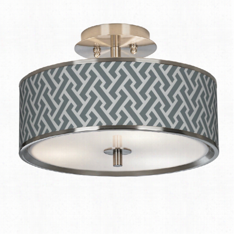 Contemporary Brushed Steel With Smoke Br Ick Weave Shade Ceilignlight