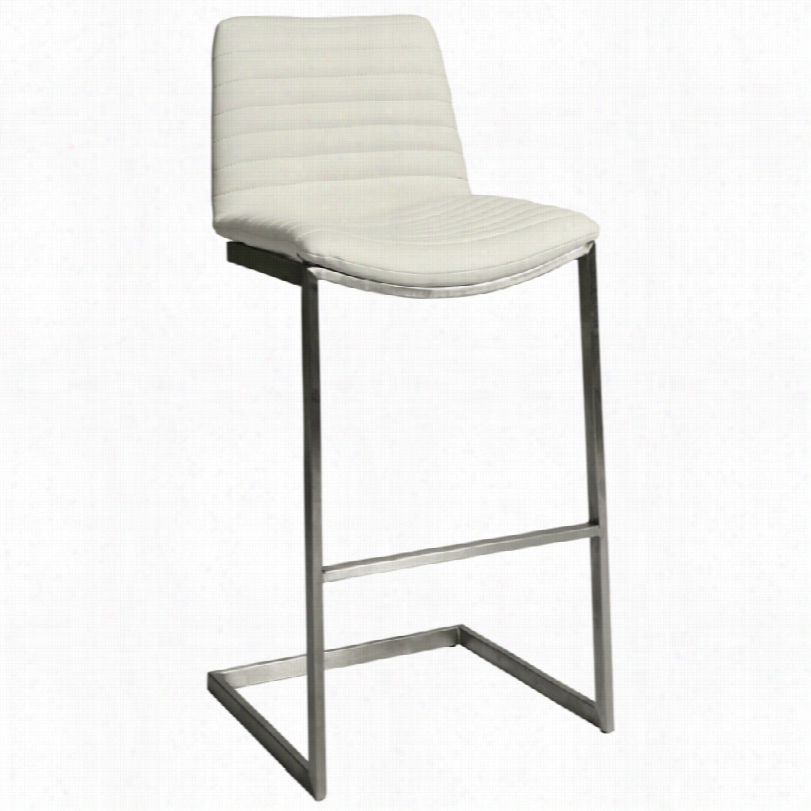 Contemporary Buxtoon Modern Ivory Faux Leather 30-inch Barsstool