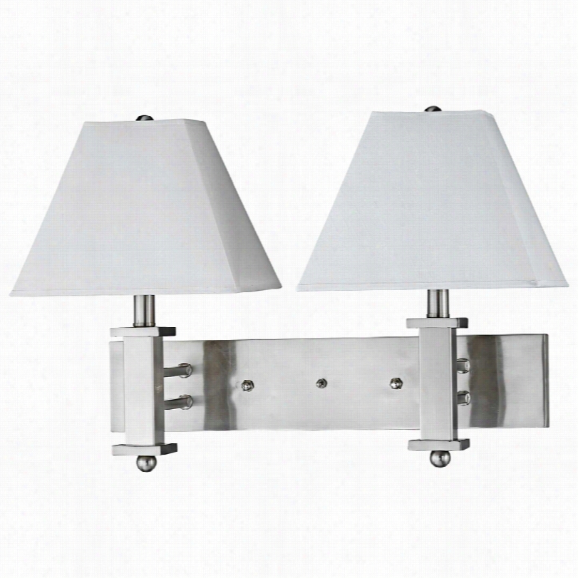 Contemporary Cla Lighting Brushed Steel 2-lighht Wall Lamp