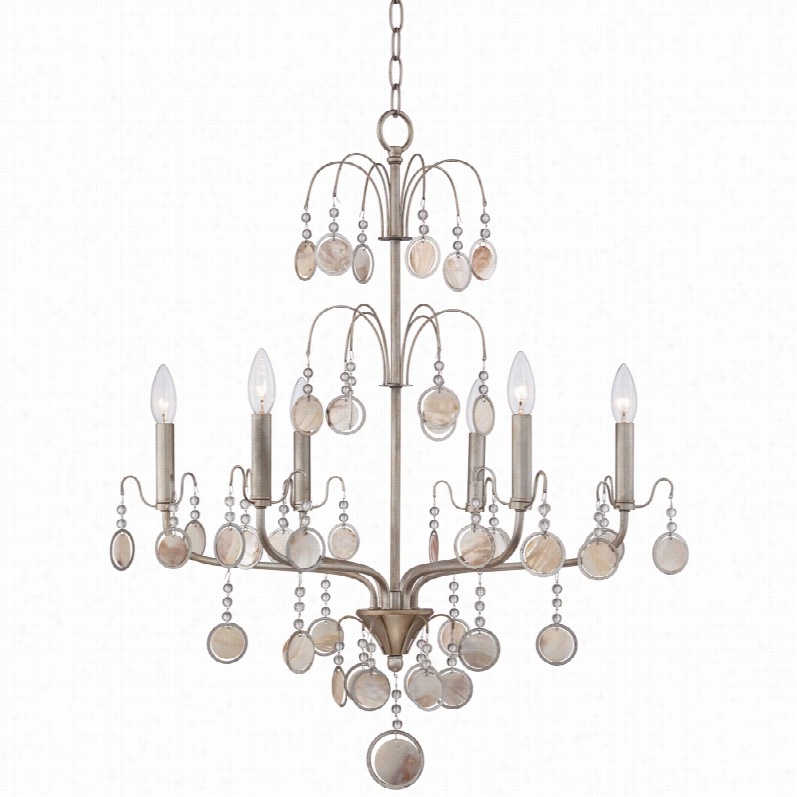 Contemporary Carisoba 28-inc H-w 6-light Antiqued Silver Chandelier