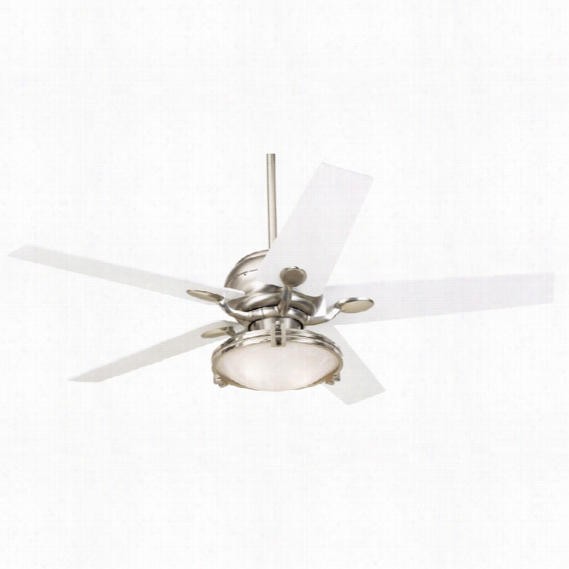 Contemporary Casq Optima Ceiling Fan - 52"" Brushed Steel White Baldes