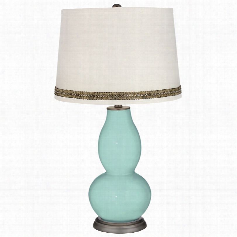 Contemporary Cay Double Gourd Table Lamp With Wave Braid Trim