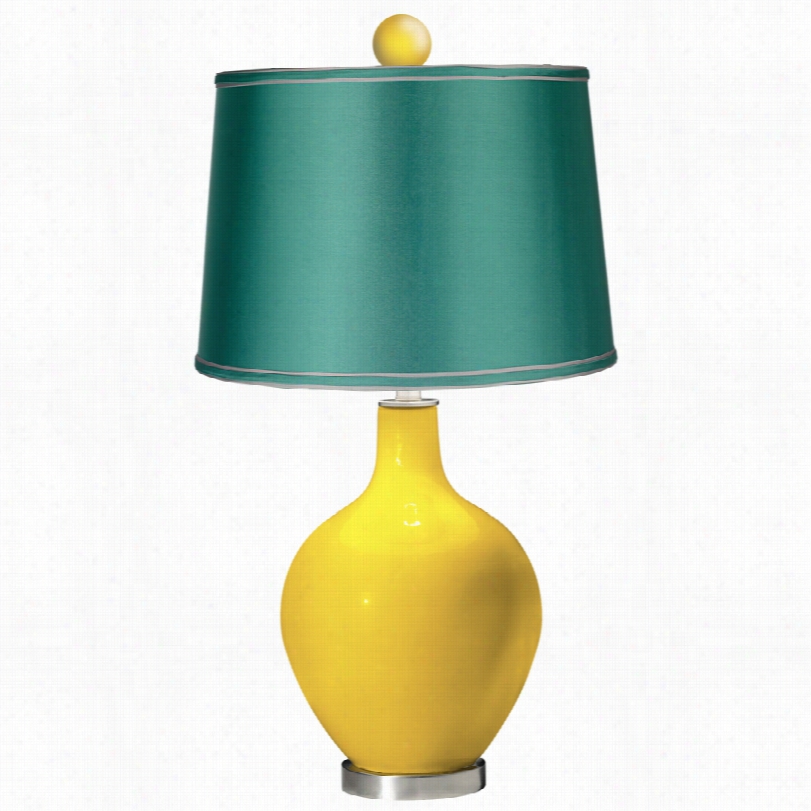 Contemporary Citrus Glass With Satin Sea Greeno Vo Color Plus  Table Lamp