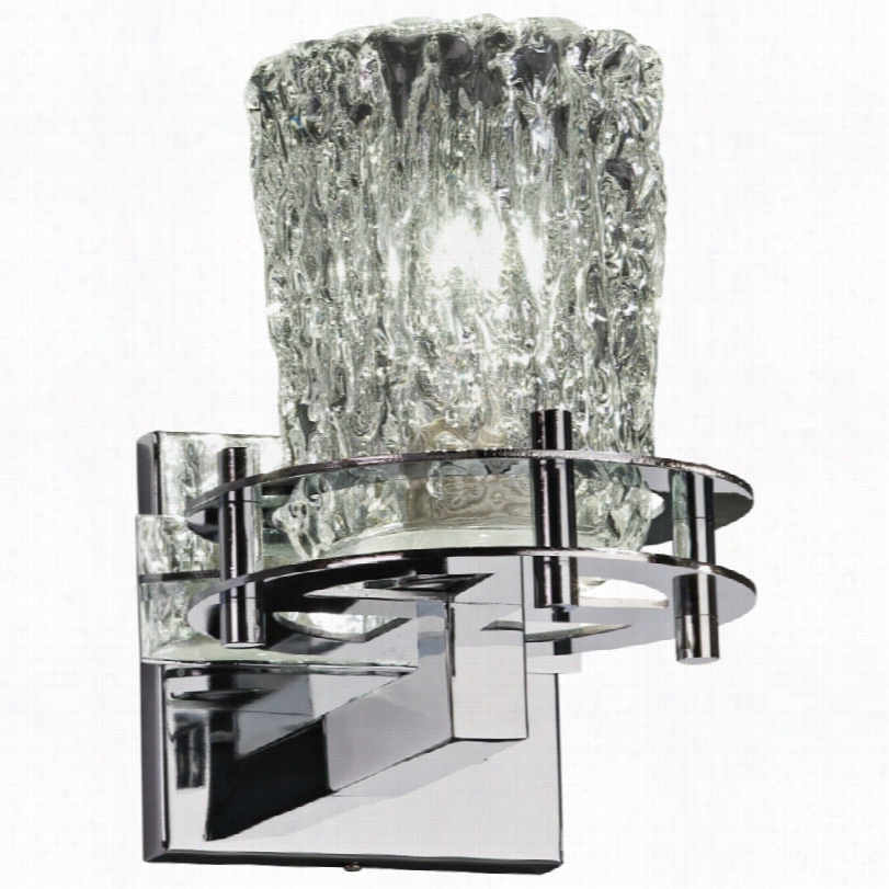 Contemporayr Clear Venetian Glass 9"" High Polished Chrome Wall Sconce