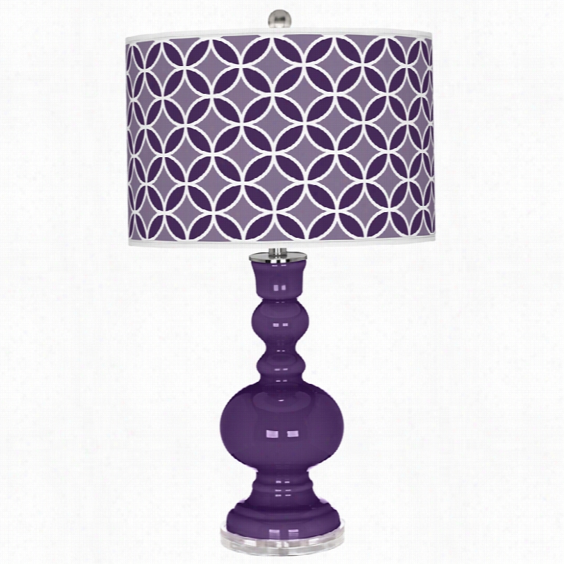 Contemporary Color Plus Acai Purple Circle Rings Artt Shade Table Lamp