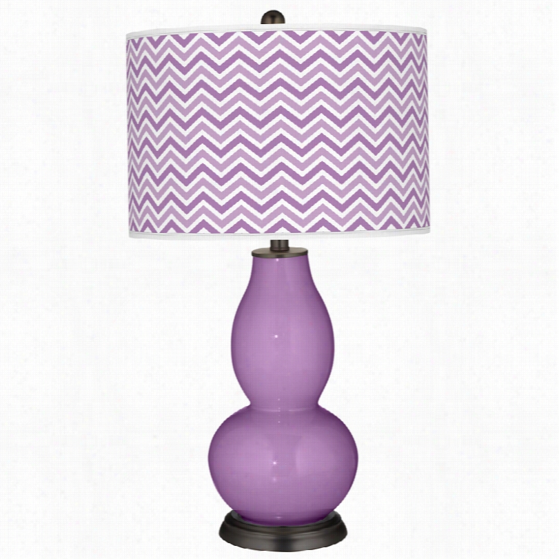 Contemporary Color Plus African Violet Narrow Zig Zag Shade Table Lamp