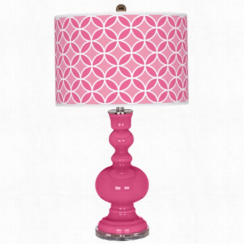 Contemporary Color Plus Blossom Pink Circle Rings Drum Shade Table Lamp