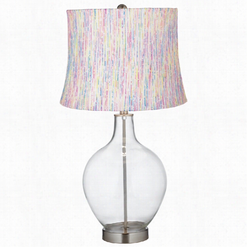 Contemporary Cloor Plu S Candy-stripe Shade Clear Fillable Ovo Table Lamp