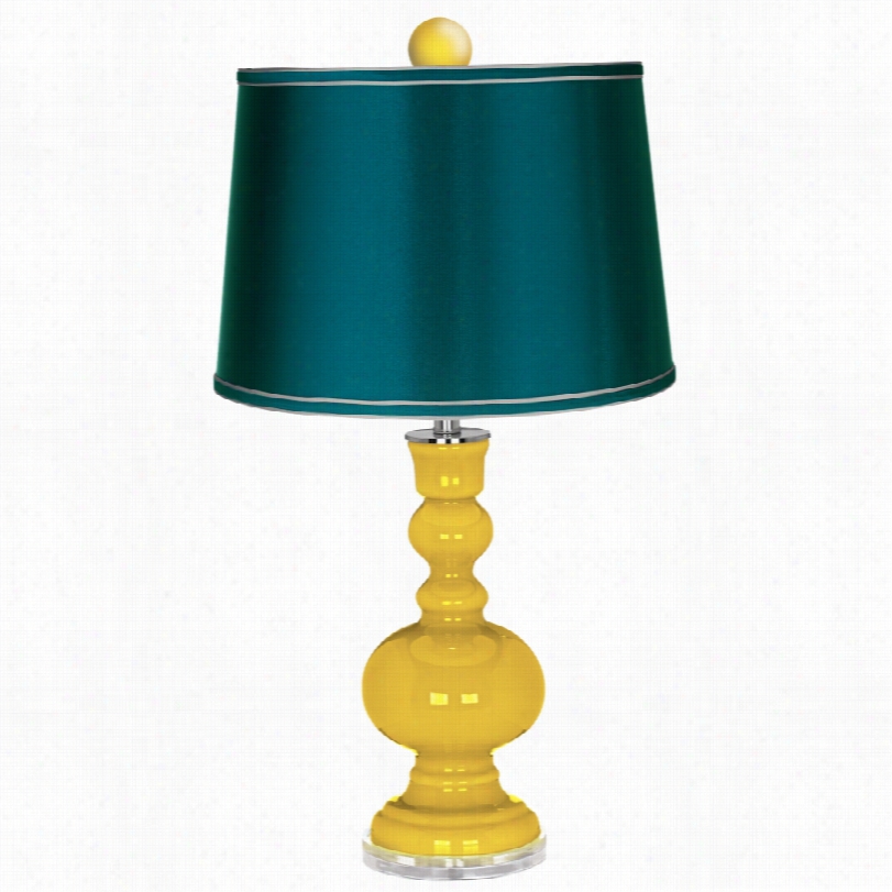 Contemporary Color + Plus Citr Us Finial With Satin Teal Shade Tanle Lmapp