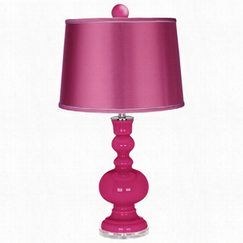 Contemporaary Color Plus Finial And Satin Pinksahde 32-inchh-h Table Lamp