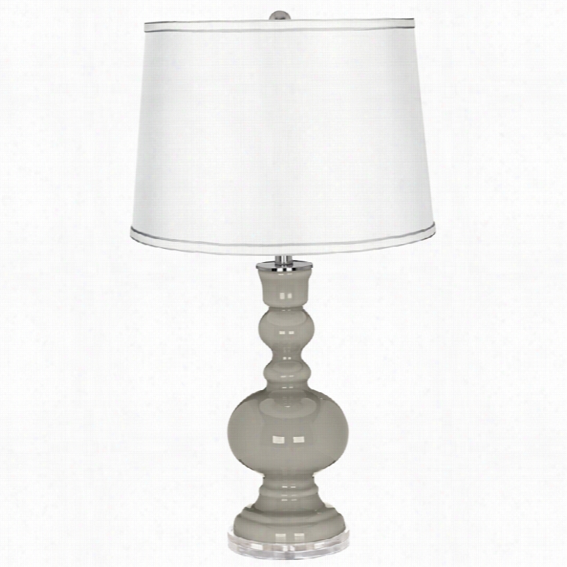 Contempoorary Color More Gray With Satin Silver White Shade Table Lamp