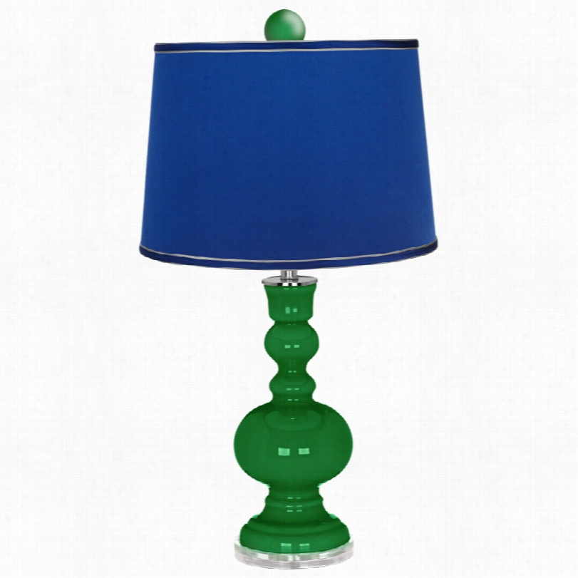 Contemporary Color P Lus Green With Satin Dark Bkue Shade Apothecary Lamp