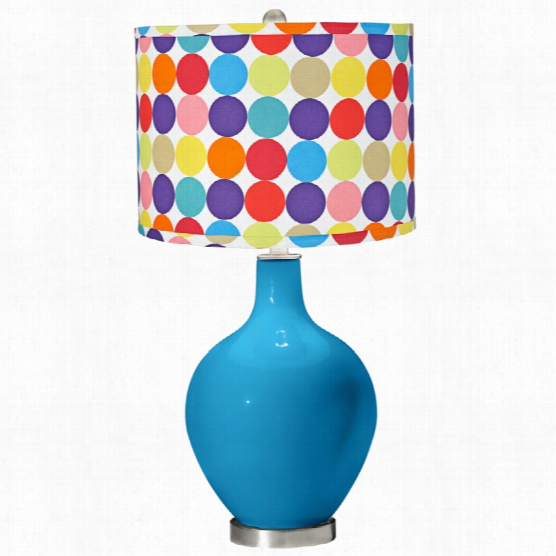 Contemporary Color More Multi-color Circles River Blue Ovo Table Lamp