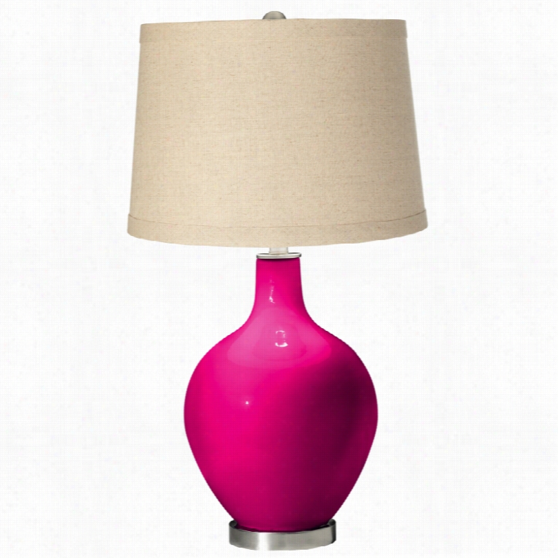 Contemporar Ycolor + Plus Oatmeal Ilnen Shad E 6-inch-w Ovo Table Lamp