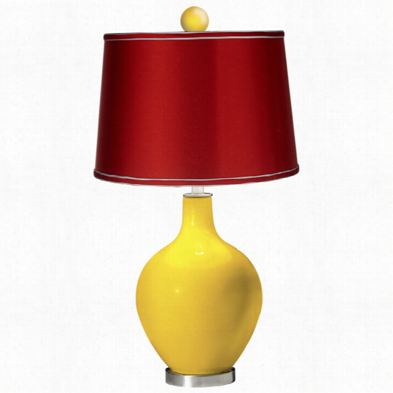 Contemporary Cplor Plus Ovo Ciitrus And Satin Red 30 1/2-inch-h Table Lamp