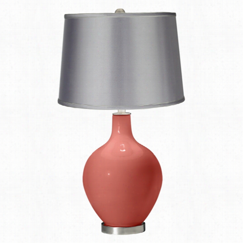 Contemporary Olor Pllus Ovo Coral Reef With Satin Light Gray-haired Table Lamp