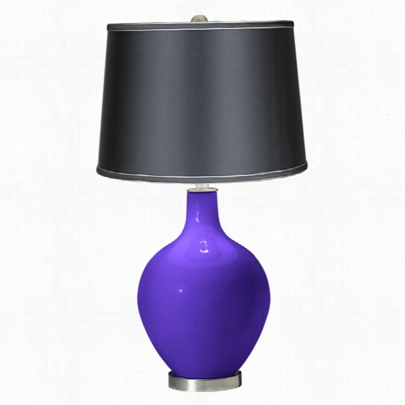 Contemporary Color Pus Ovo Violet With Satin Dark Gray Shade Table Lamp