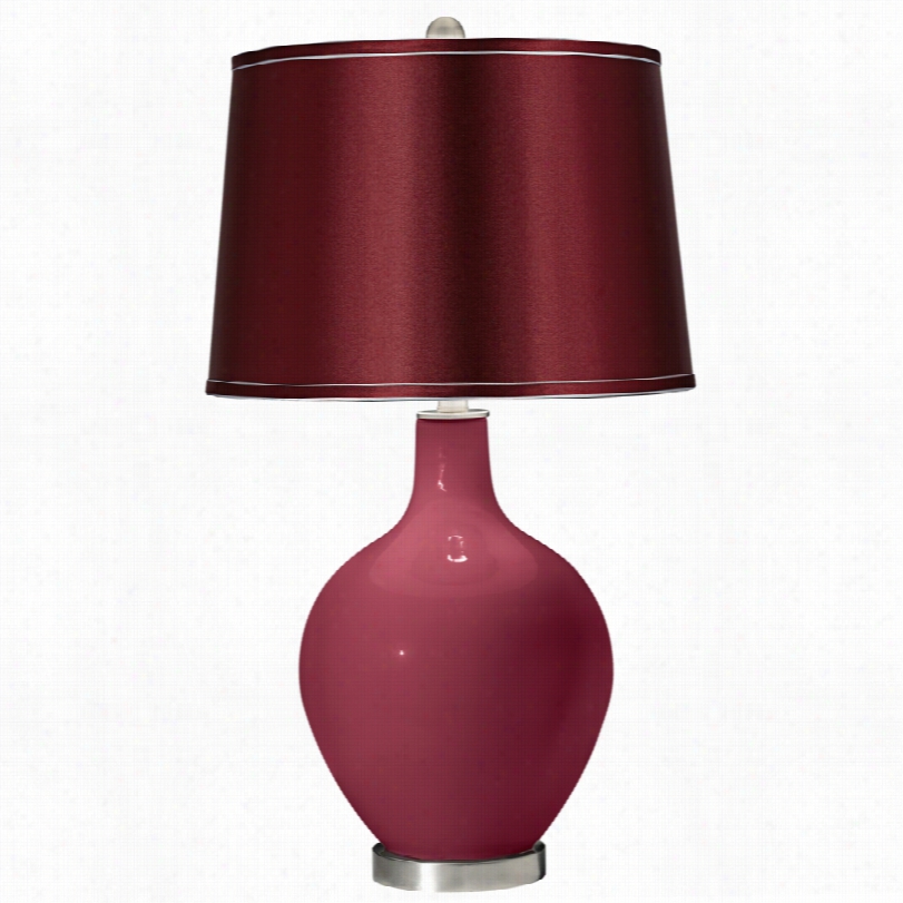 Contemporary Color Plus Satin Merlot Shade Dark Pllum Ovo Table Lamp