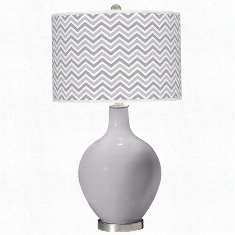 Contemporary Color Plus Swanky Gray Glass Narrow Zig Zag Table Lamp