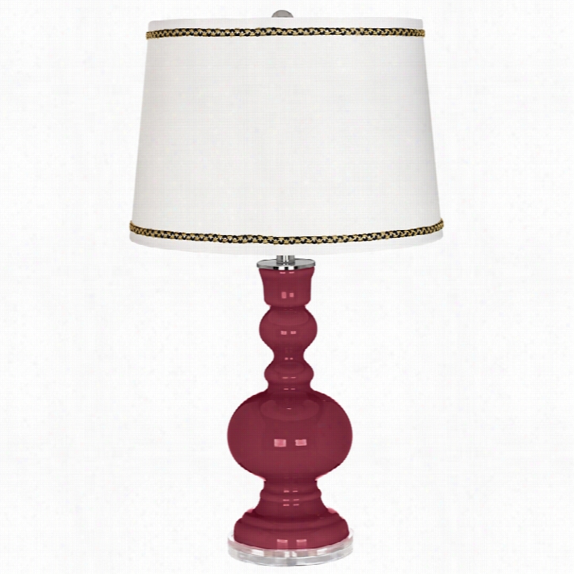 Contemporary Dark Raisin Apothecary 30-inh-h Table Lamp With Ric-rac Trim