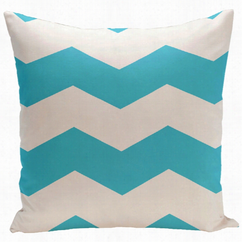 Contemporary Dark Turquoise Blue Chefron 20-inch Square Outdoor Pillow