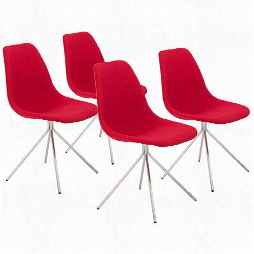Contemporary Dax Red Fabric 32-inch-h Set Of 4 Modern Side Chair