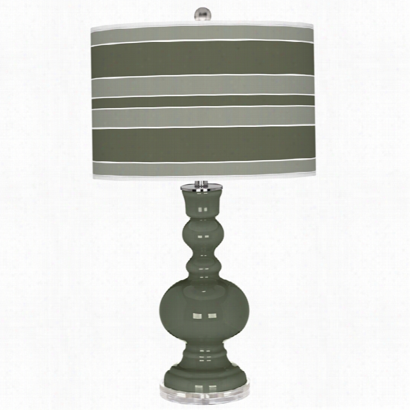 Contemporary Deep Licheng Reen Bold Stripe Shade Color Plus Table Lamp